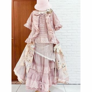 ピンクハウス(PINK HOUSE)のピンクハウス♡コットンレースとピコフリル♡綿ローンのブラウス＆スカートセット(ロングワンピース/マキシワンピース)