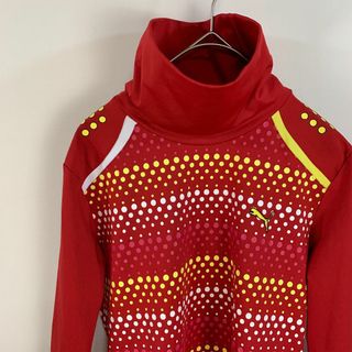 プーマ(PUMA)の【美品】 PUMA プーマ トレーナー 玉模様 赤 L プルオーバー 刺繡 古着(ウォーキング)