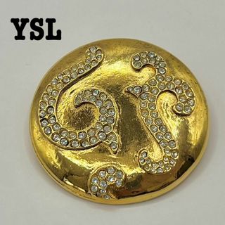 Yves Saint Laurent - 希少 YSL イヴサンローラン ラインストーン ビンテージ サークル　ブローチ