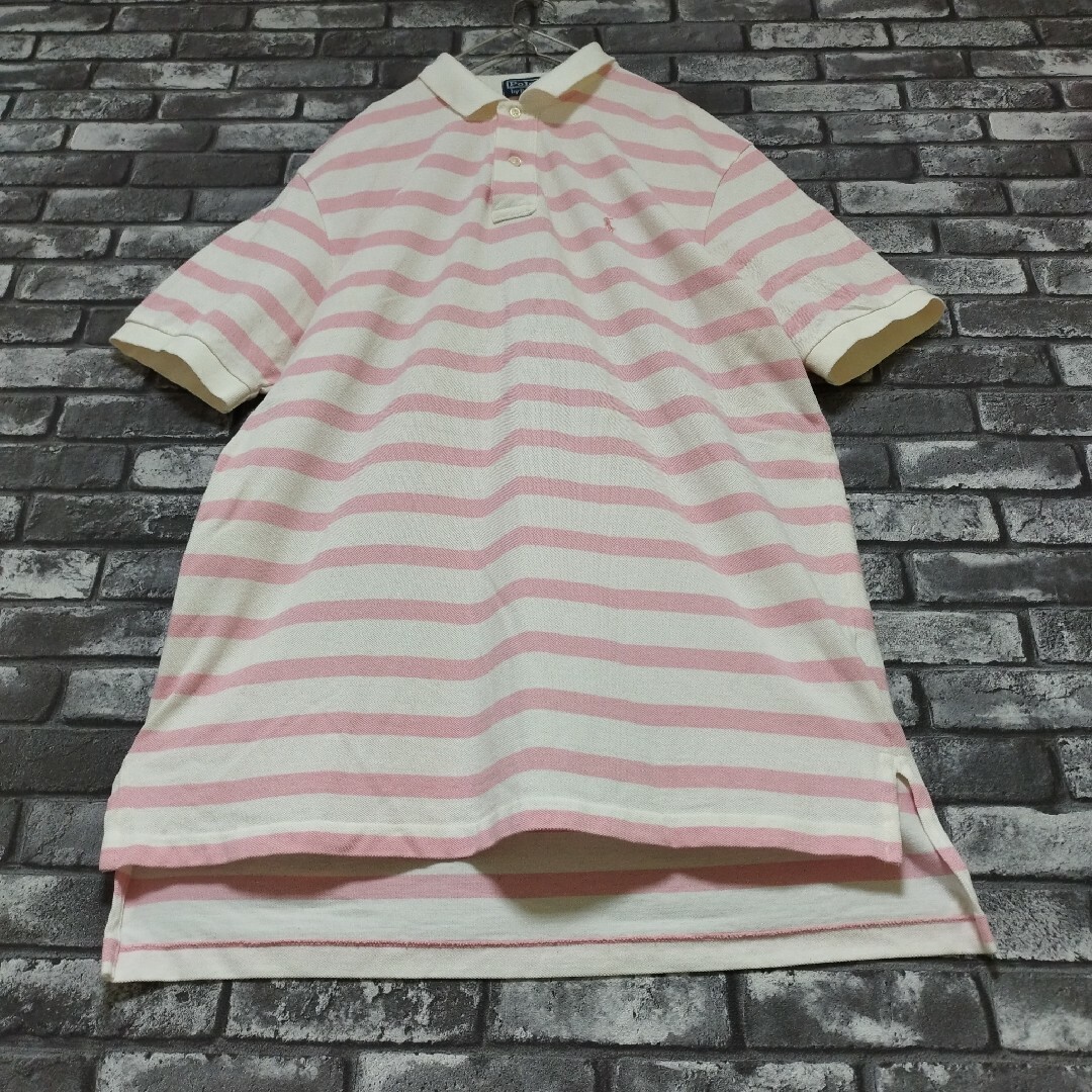 ポロバイラルフローレン刺繍ワンポイントポニーロゴボーダーオーバーサイズポロシャツ メンズのトップス(ポロシャツ)の商品写真