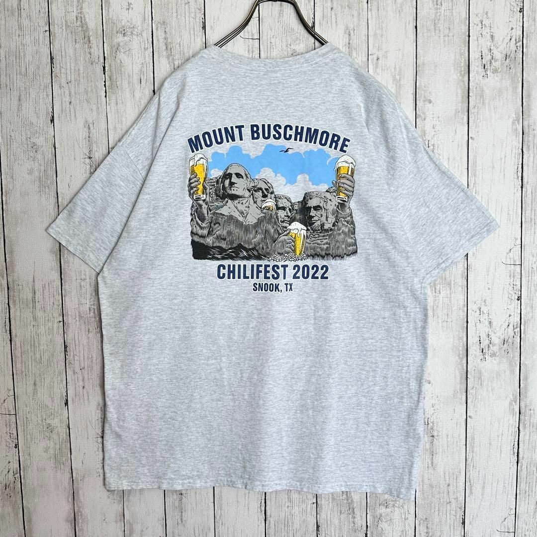 古着アメリカGILDAN Tシャツ半袖メンズXLサイズUSAグレー両面プリント メンズのトップス(Tシャツ/カットソー(半袖/袖なし))の商品写真