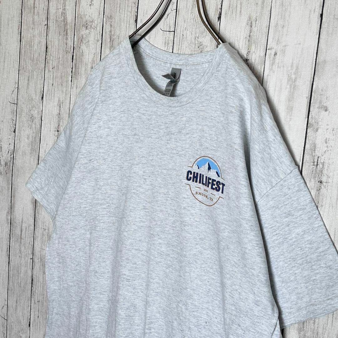 古着アメリカGILDAN Tシャツ半袖メンズXLサイズUSAグレー両面プリント メンズのトップス(Tシャツ/カットソー(半袖/袖なし))の商品写真