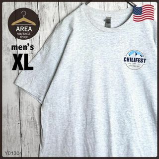 古着アメリカGILDAN Tシャツ半袖メンズXLサイズUSAグレー両面プリント(Tシャツ/カットソー(半袖/袖なし))