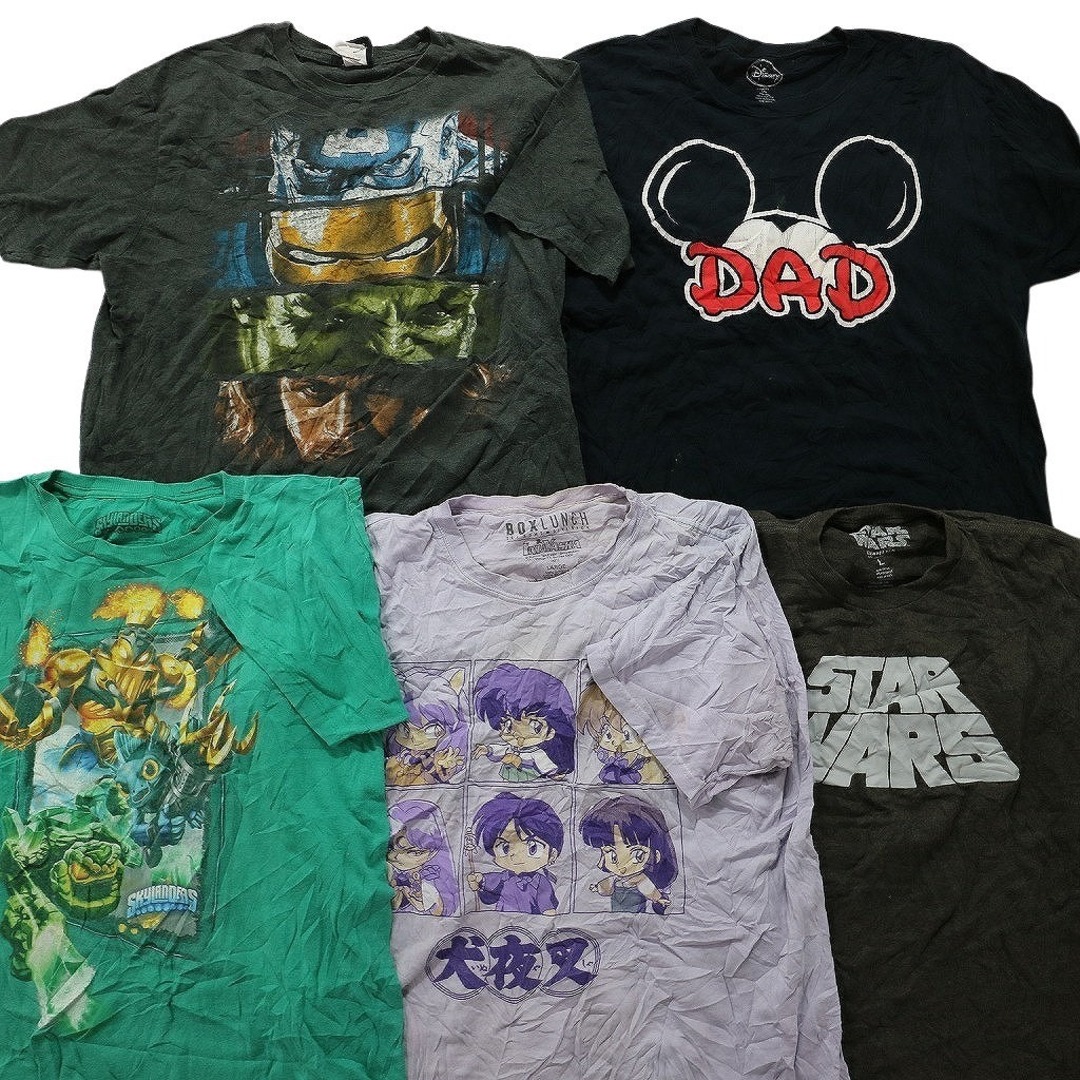 古着卸 まとめ売り カラーmix プリント 半袖Tシャツ 20枚セット (メンズ L ) アニメ キャラクター タイダイ 大判 犬夜叉 MS6845 メンズのジャケット/アウター(その他)の商品写真