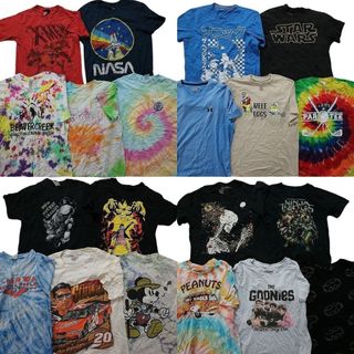 古着卸 まとめ売り カラーmix プリント 半袖Tシャツ 20枚セット (メンズ M ) アニメ キャラクター タイダイ 大判 ソニック MS6853(その他)