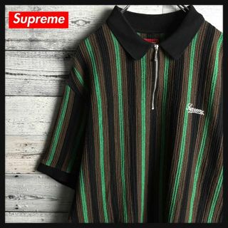 Supreme - 【入手困難】シュプリーム☆ワンポイント刺繍ロゴ入り半袖ハーフジップコットンニット