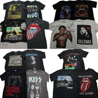 古着卸 まとめ売り 音楽・バンド 半袖Tシャツ 15枚セット (メンズ M ) ACDC ボブマーリー KISS MS6910(その他)