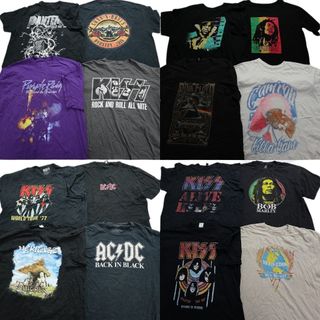 古着卸 まとめ売り 音楽・バンド 半袖Tシャツ 16枚セット (メンズ 2XL /3XL ) ACDC KISS ボブマーリー MS6913(その他)