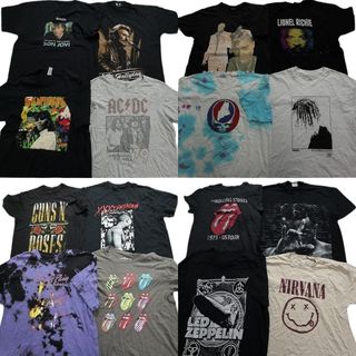 古着卸 まとめ売り 音楽・バンド 半袖Tシャツ 16枚セット (メンズ XL /L ) ACDC ニルヴァーナ ストーンズ MS6916(その他)