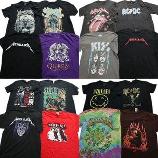 古着卸 まとめ売り 音楽・バンド 半袖Tシャツ 16枚セット (メンズ L ) ACDC メタリカ KISS クイーン MS6917(その他)