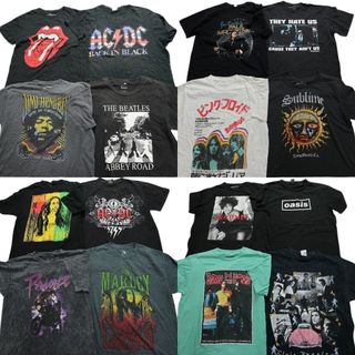 古着卸 まとめ売り 音楽・バンド 半袖Tシャツ 16枚セット (メンズ L ) ACDC ピンクフロイド ボブマーリー オアシス MS6918(その他)