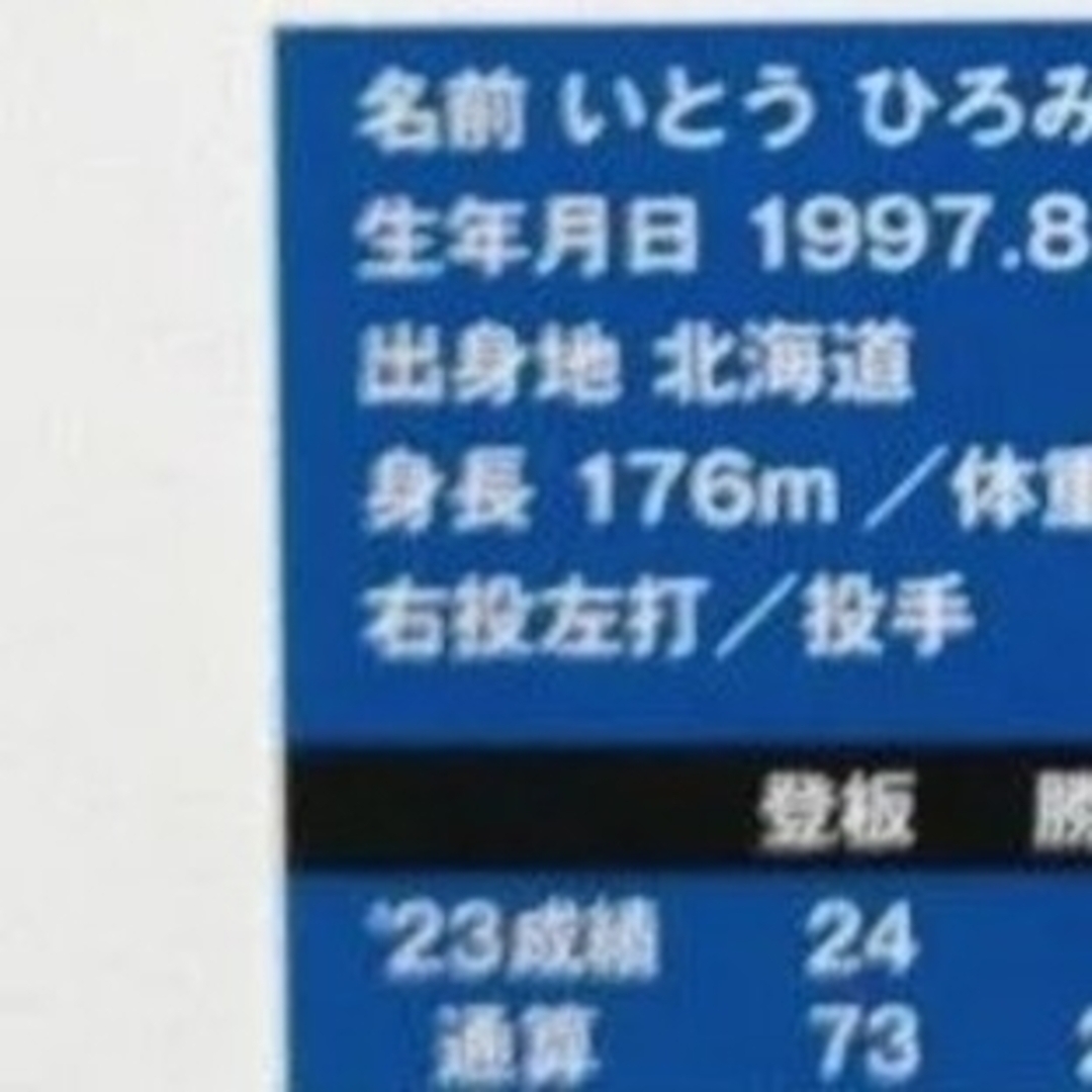 カルビー(カルビー)の伊藤大海 エラーカード 北海道日本ハムファイターズ 2024 プロ野球チップス エンタメ/ホビーのトレーディングカード(シングルカード)の商品写真