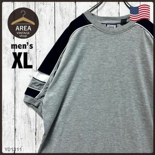 古着　アメリカ　Tシャツ　半袖　メンズ　XLサイズ　USA　無地　グレー(Tシャツ/カットソー(半袖/袖なし))