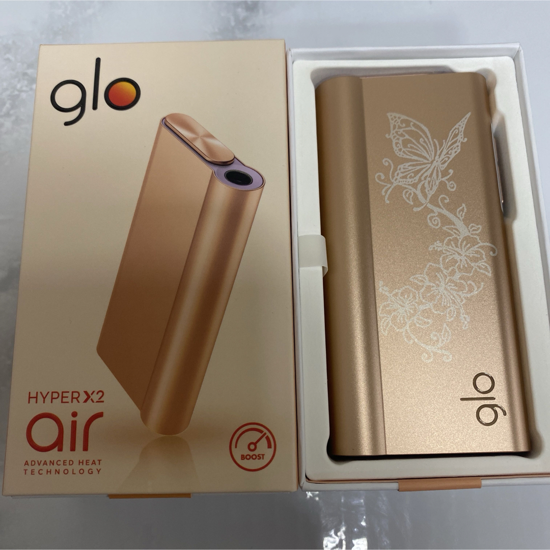 glo(グロー)のアゲハ蝶 バラ 加工 glo hyper air グローハイパーエアー 本体 金 メンズのファッション小物(タバコグッズ)の商品写真