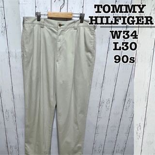 トミーヒルフィガー(TOMMY HILFIGER)のTOMMY HILFIGER　90s　チノパン　ホワイトベージュ　W34　古着(チノパン)