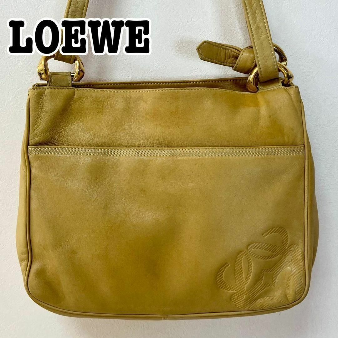 LOEWE(ロエベ)のLOEWE アナグラム　オールレザー　ショルダーバッグ　肩かけ　イエローベージュ レディースのバッグ(ショルダーバッグ)の商品写真