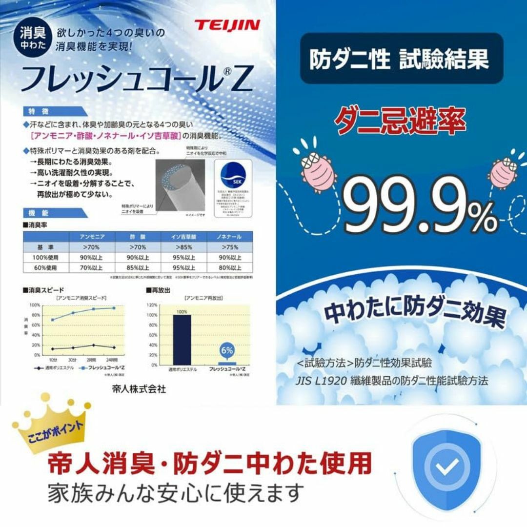 【色: アイスブルー】LIFERISE 敷きパッド 『帝人TEIJIN４大消臭中 インテリア/住まい/日用品の寝具(シーツ/カバー)の商品写真