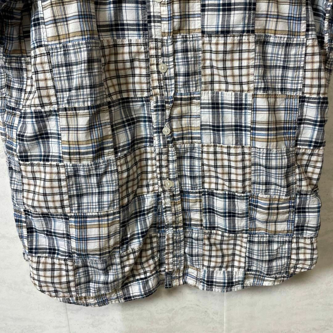 ブルックスブラザーズ　オーバーサイズＬ　ＢＤ半袖パッチワークシャツ　メンズ　古着 メンズのトップス(シャツ)の商品写真