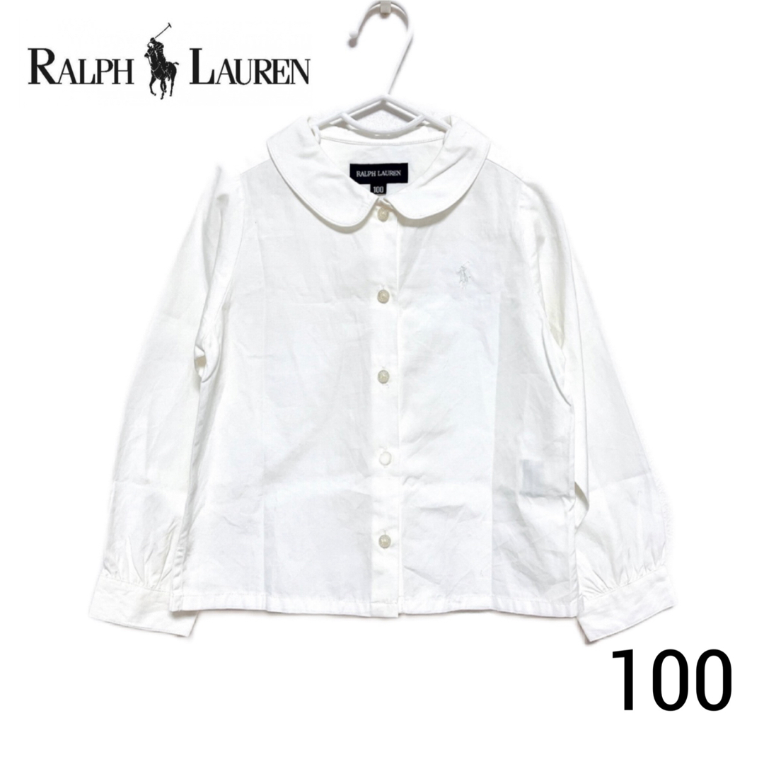 Ralph Lauren(ラルフローレン)のラルフローレン　長袖シャツ　100 女の子　フォーマル　白　ホワイト　上品　丸襟 キッズ/ベビー/マタニティのキッズ服女の子用(90cm~)(ブラウス)の商品写真