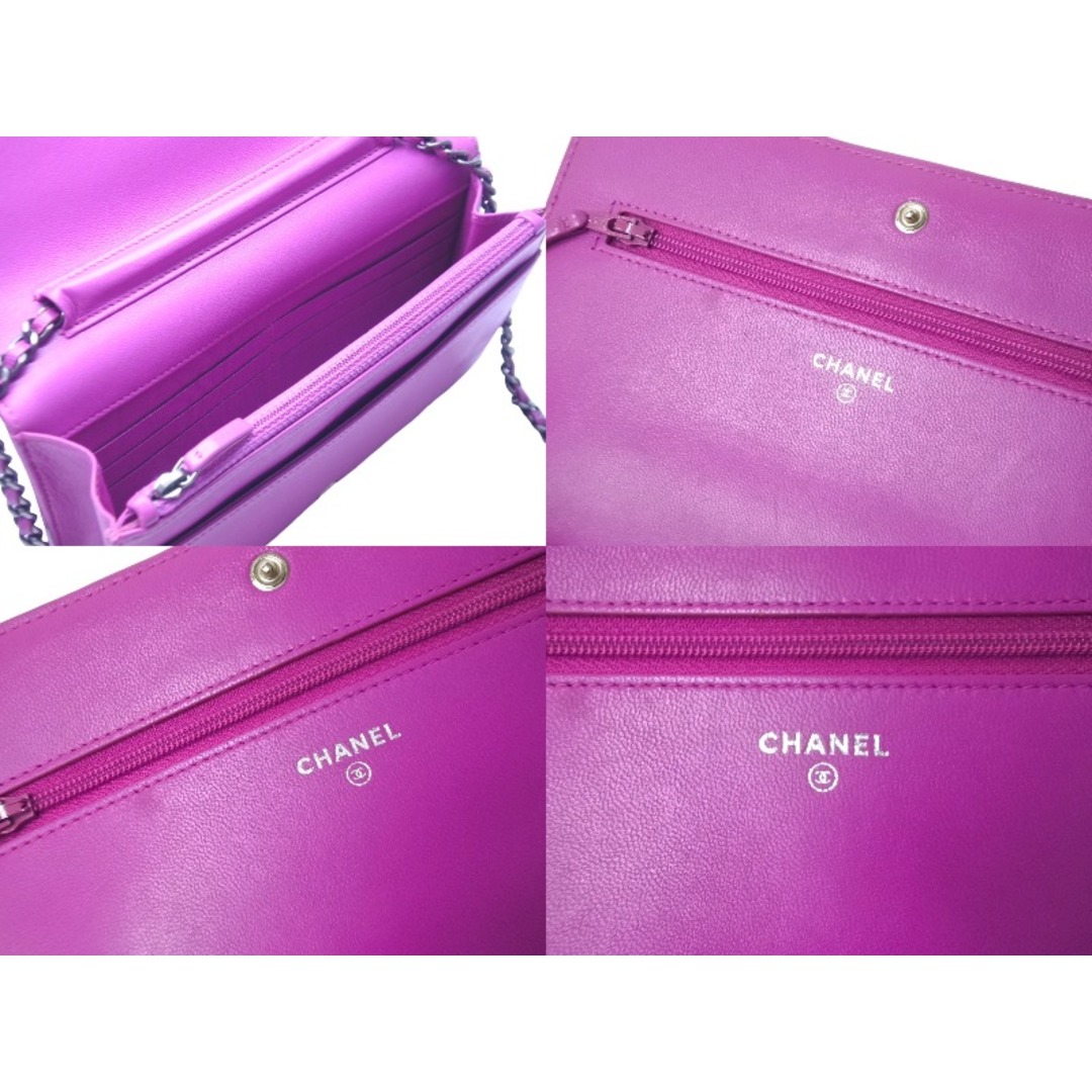 CHANEL(シャネル)のCHANEL シャネル 長財布 チェーンウォレット ショルダーバッグ マトラッセ シェブロン ラムスキン パープル ガンメタリック 美品 中古 62870 レディースのバッグ(ショルダーバッグ)の商品写真