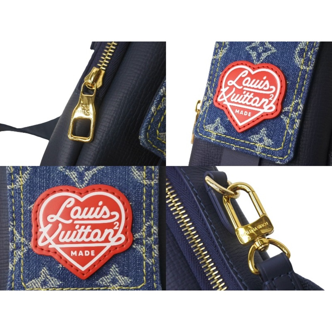 LOUIS VUITTON(ルイヴィトン)のLOUIS VUITTON ルイ ヴィトン ダブルフォンポーチ NIGOコラボ M81060 モノグラムデニム トリヨンレザー ショルダー 美品 中古 62853 レディースのファッション小物(ポーチ)の商品写真