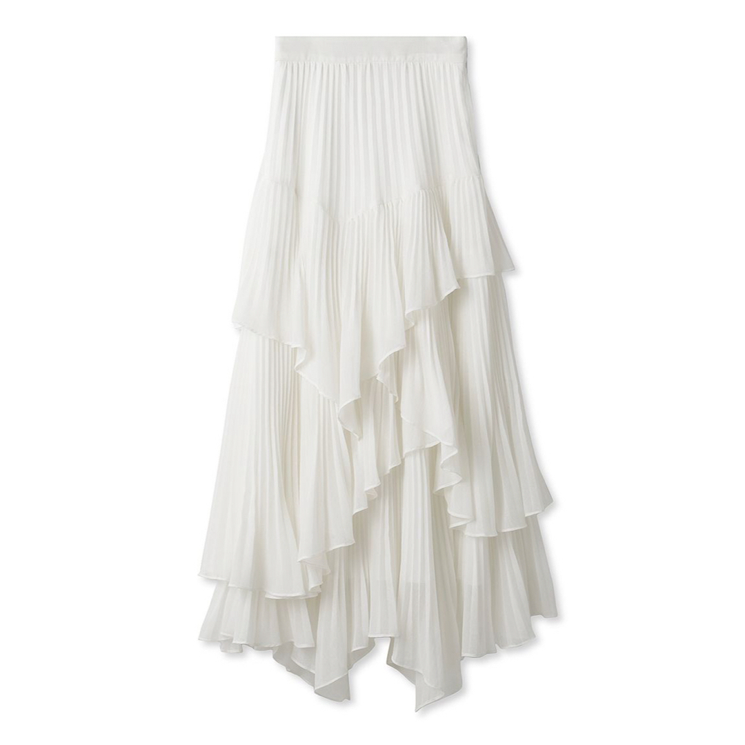 SNIDEL(スナイデル)のスナイデル　snidel プリーツティアードスカート　ホワイト　1 M★新品 レディースのスカート(ロングスカート)の商品写真