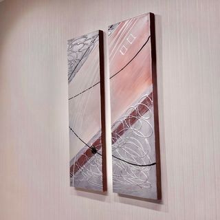 油絵 抽象画 2枚セット 壁掛け アート 絵画 モダン 北欧 モデルルーム ① 