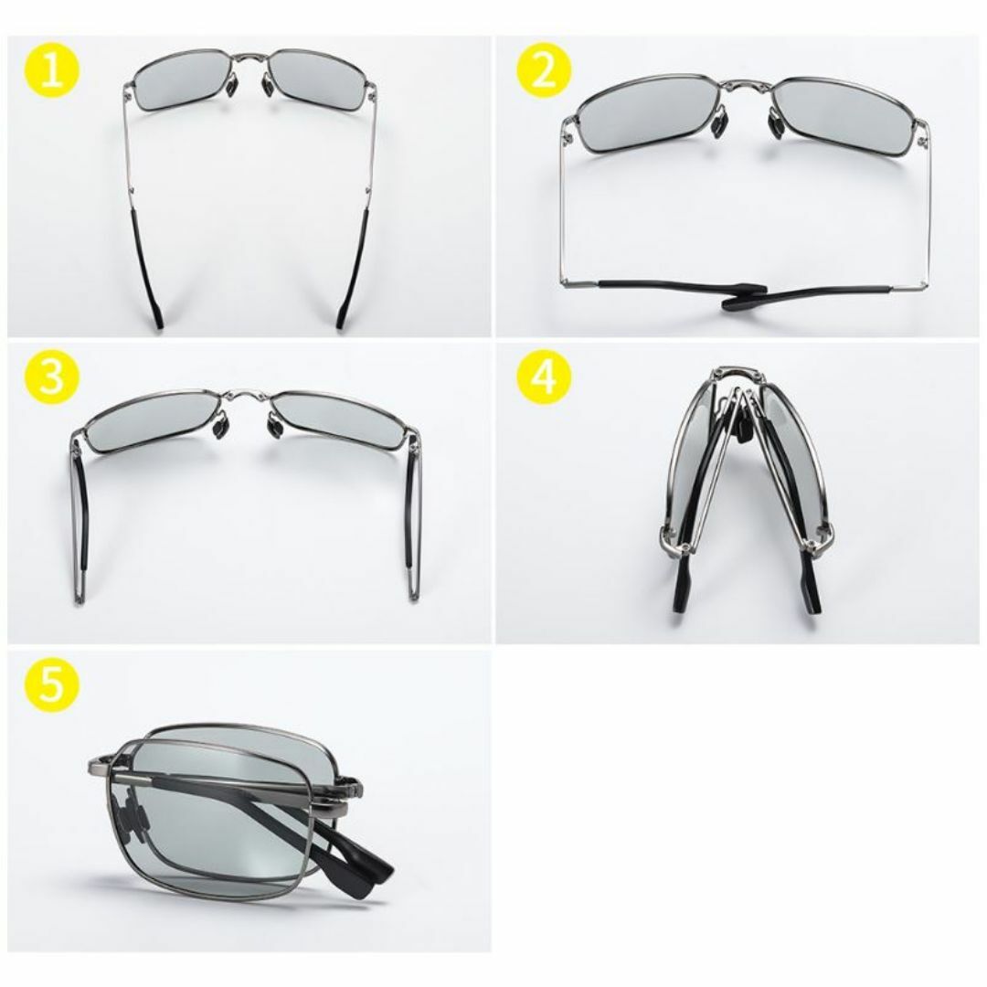 偏光 サングラス UV400 紫外線カット 軽量 高強度フレーム 折畳み式 メンズのファッション小物(サングラス/メガネ)の商品写真