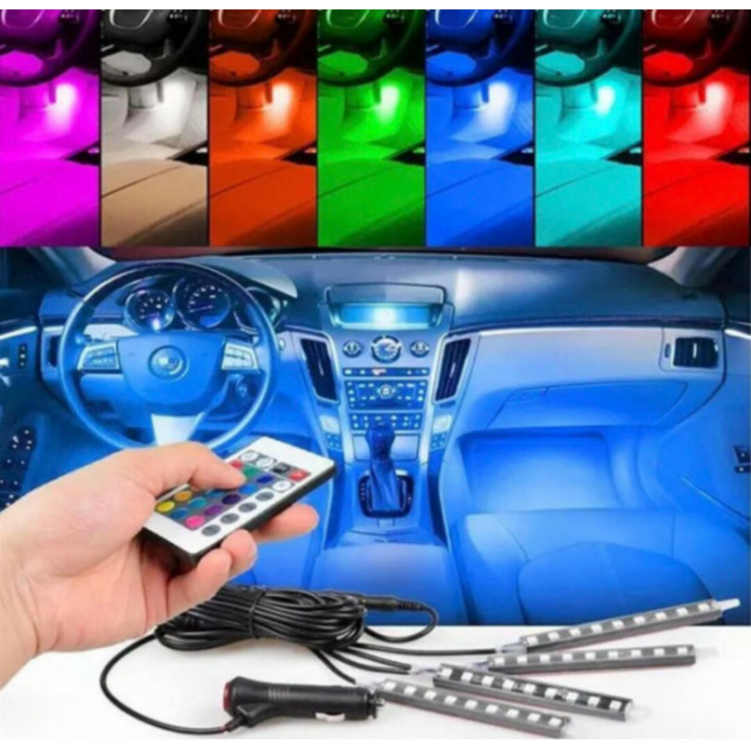 LED イルミ ライト 16色 テープ イルミネーション 車内 アクセサリー 車 自動車/バイクの自動車(車内アクセサリ)の商品写真