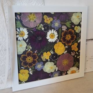 ハンドメイド　押し花アート額縁　お花の絨毯(その他)