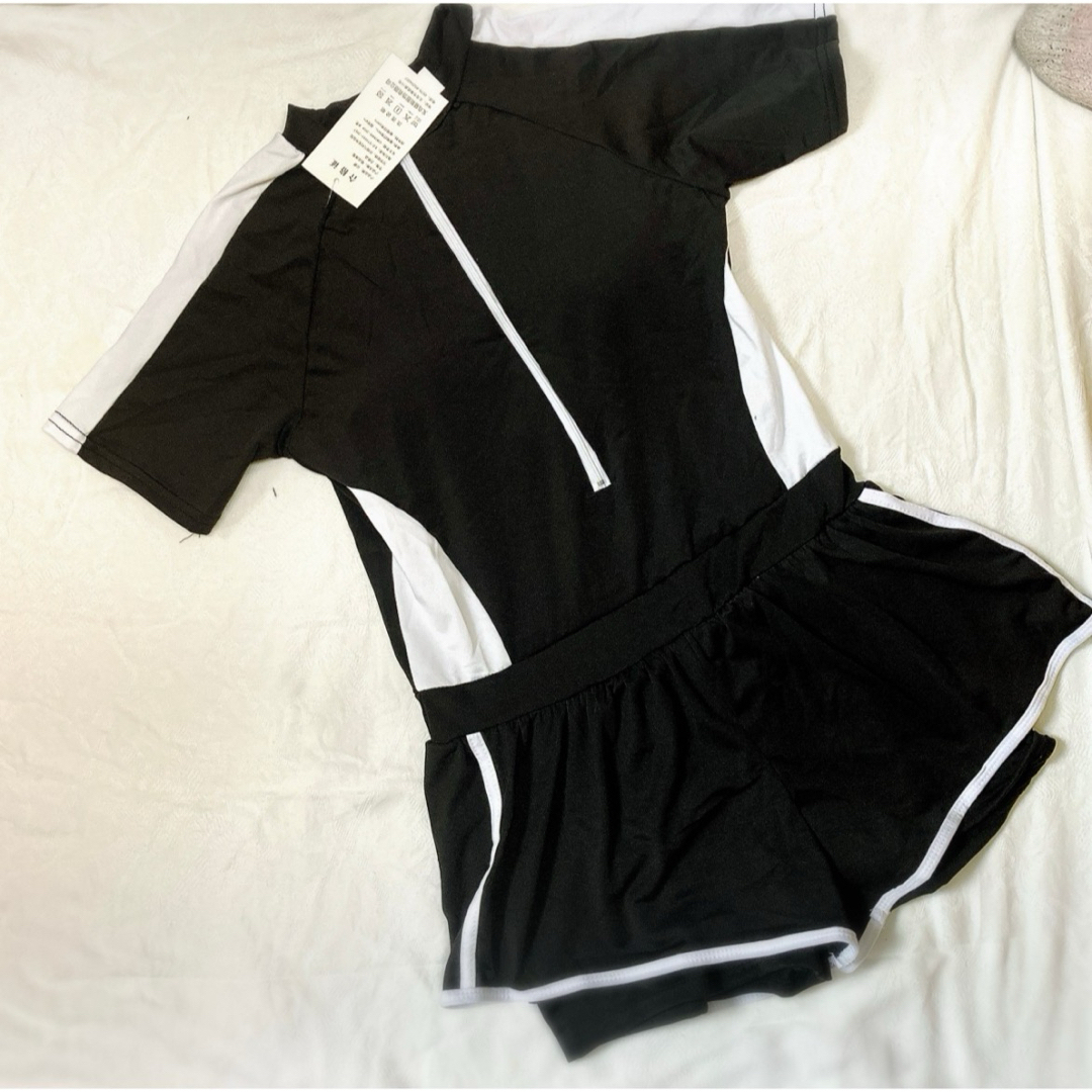レディース 水着 M黒 スポーツ ジム スイムウェア トレーニング 体型カバー レディースの水着/浴衣(水着)の商品写真