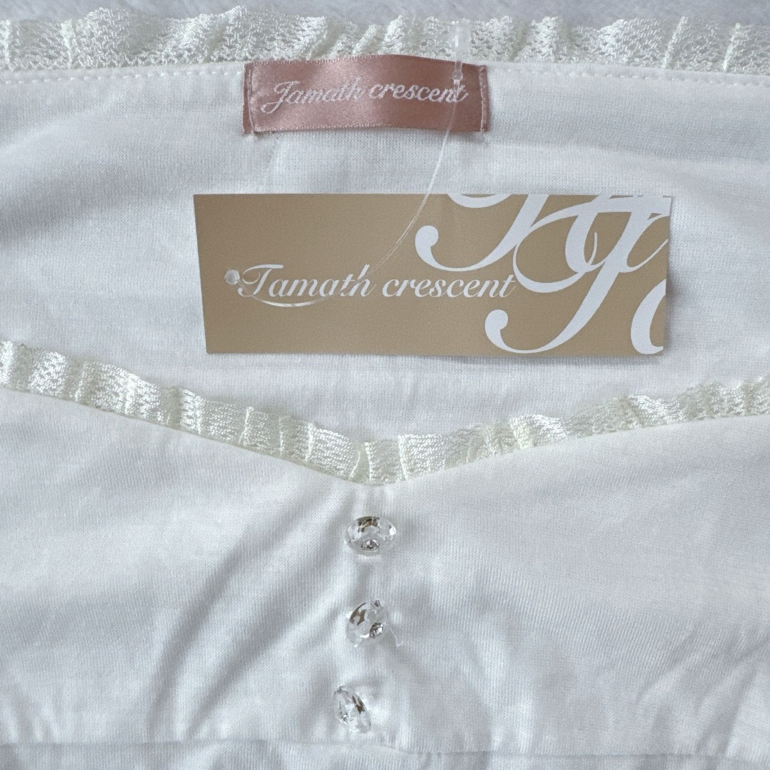 ☆☆ jamath crescent フリルタンクトップトップス　ホワイト　LL レディースのトップス(カットソー(半袖/袖なし))の商品写真