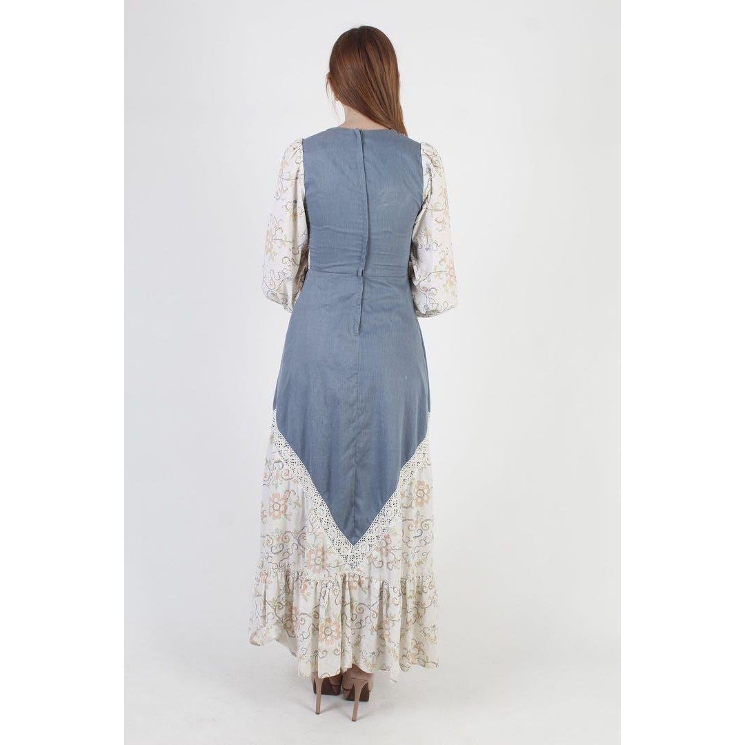 GANNI SAX vintage70s Blue Corduroy Dress レディースのワンピース(ロングワンピース/マキシワンピース)の商品写真