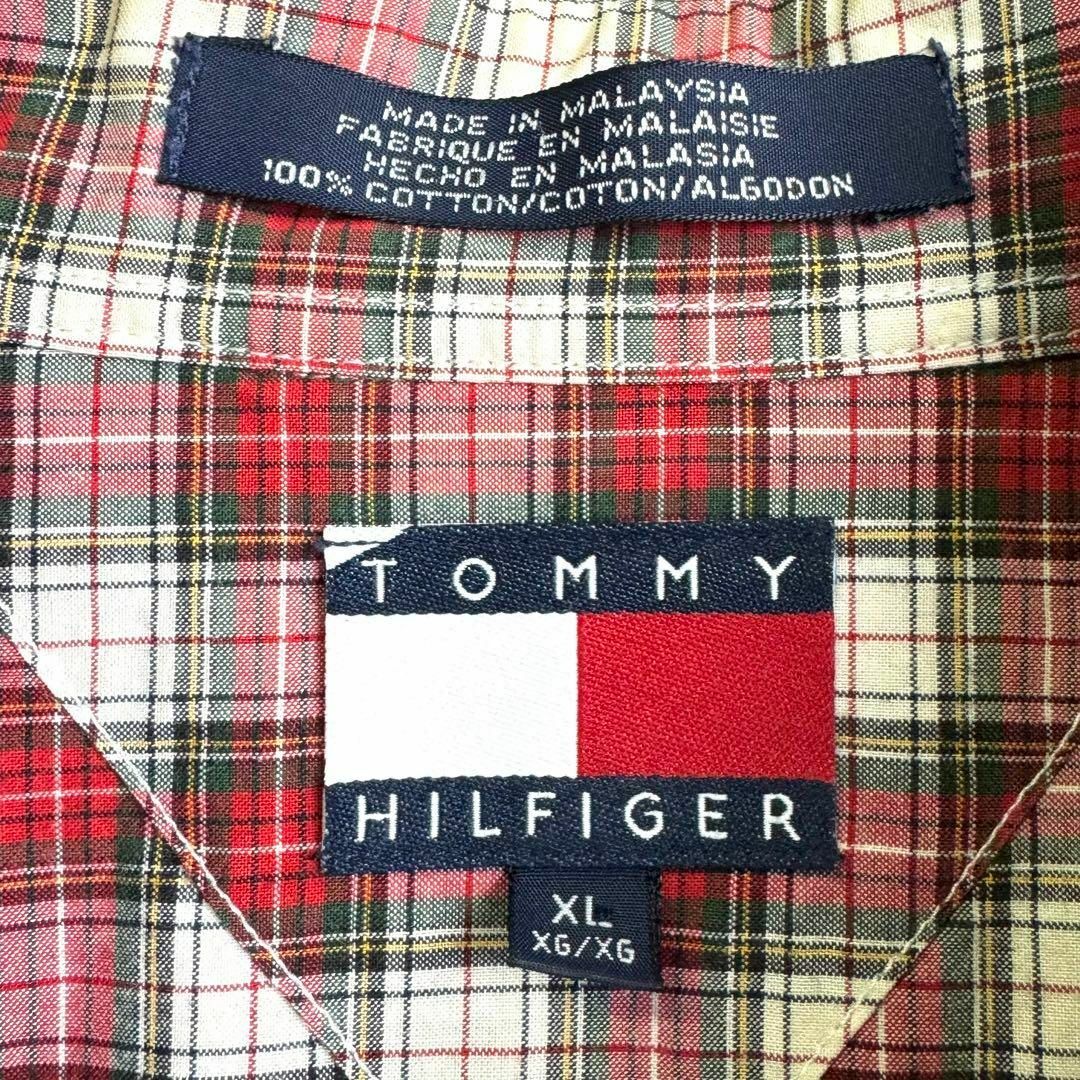 TOMMY HILFIGER(トミーヒルフィガー)の美品 トミーヒルフィガー ボタンダウンシャツ マドラスチェック レッド XL メンズのトップス(シャツ)の商品写真