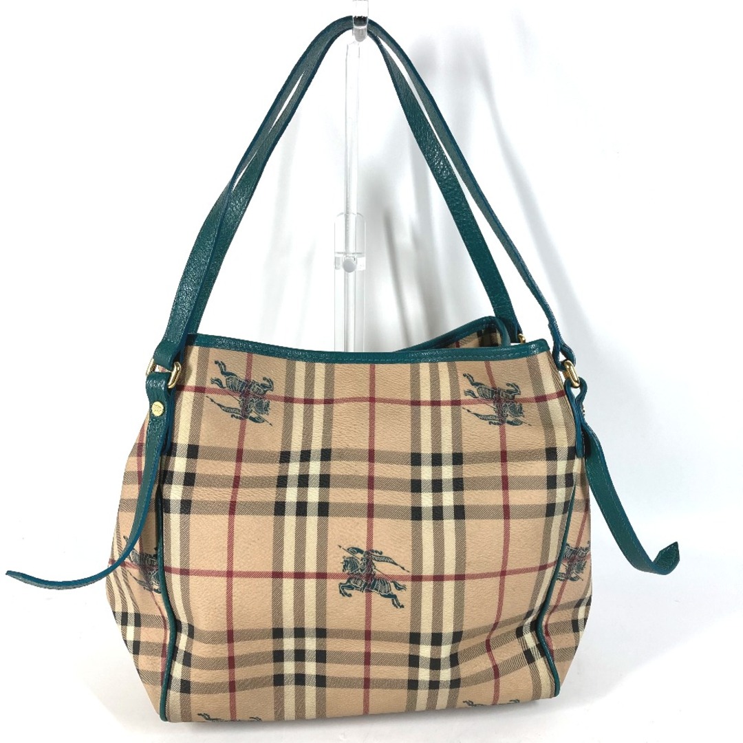 BURBERRY(バーバリー)のバーバリー BURBERRY チェック カバン トートバッグ ショルダーバッグ PVC/レザー ベージュ レディースのバッグ(ショルダーバッグ)の商品写真