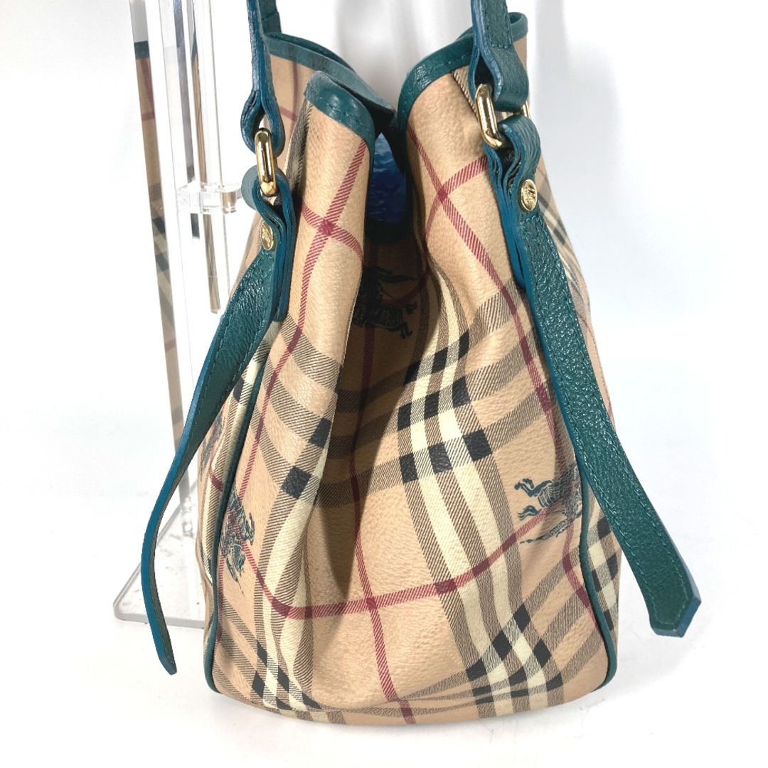 BURBERRY(バーバリー)のバーバリー BURBERRY チェック カバン トートバッグ ショルダーバッグ PVC/レザー ベージュ レディースのバッグ(ショルダーバッグ)の商品写真