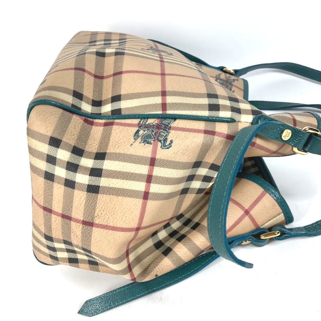 BURBERRY(バーバリー)のバーバリー BURBERRY チェック カバン トートバッグ ショルダーバッグ PVC/レザー ベージュ レディースのバッグ(ショルダーバッグ)の商品写真