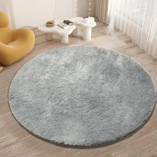 【色: grey】aicomri カーペット ラグマット 絨毯 円形 140cm(ラグ)