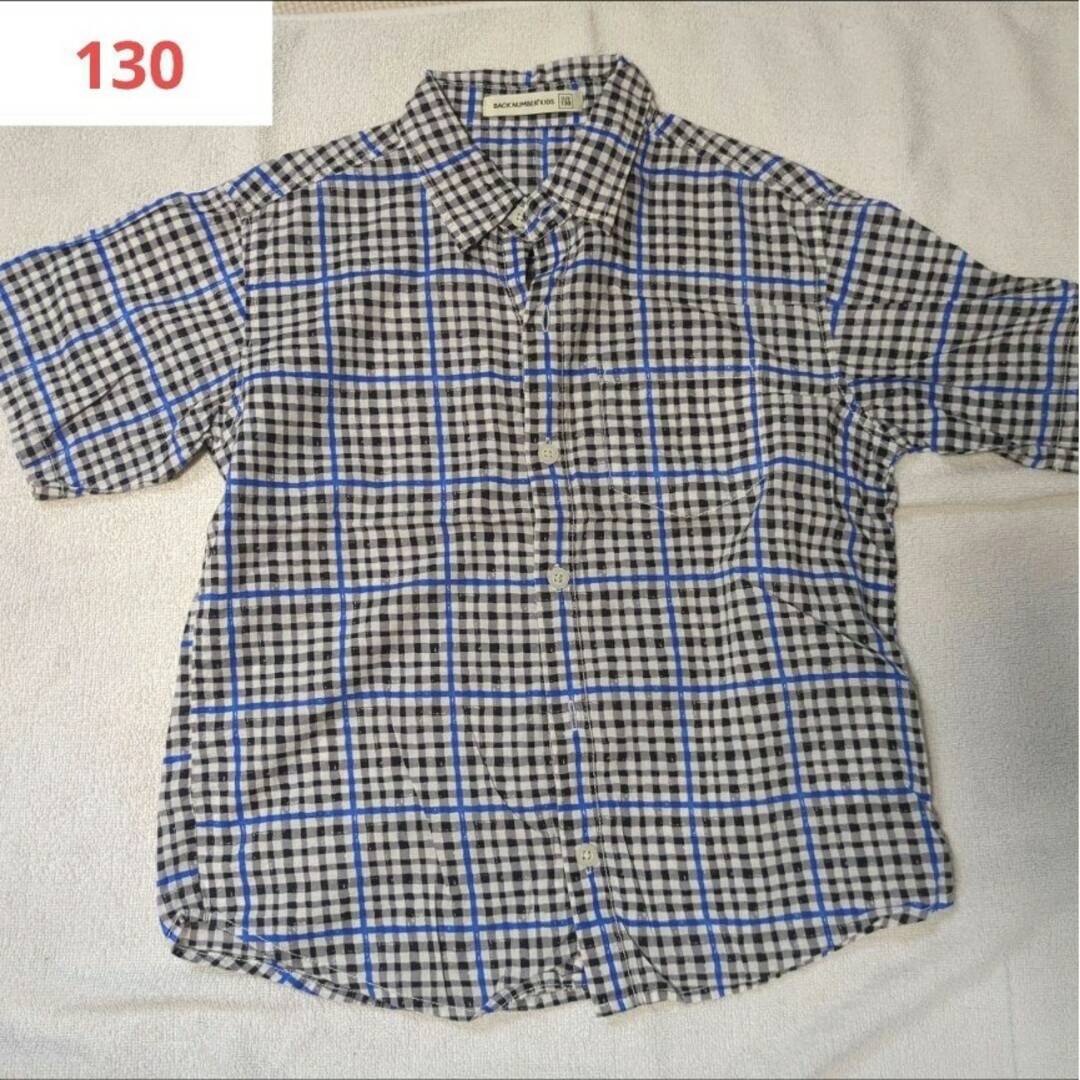 130　チェック　半袖シャツ キッズ/ベビー/マタニティのキッズ服男の子用(90cm~)(ブラウス)の商品写真