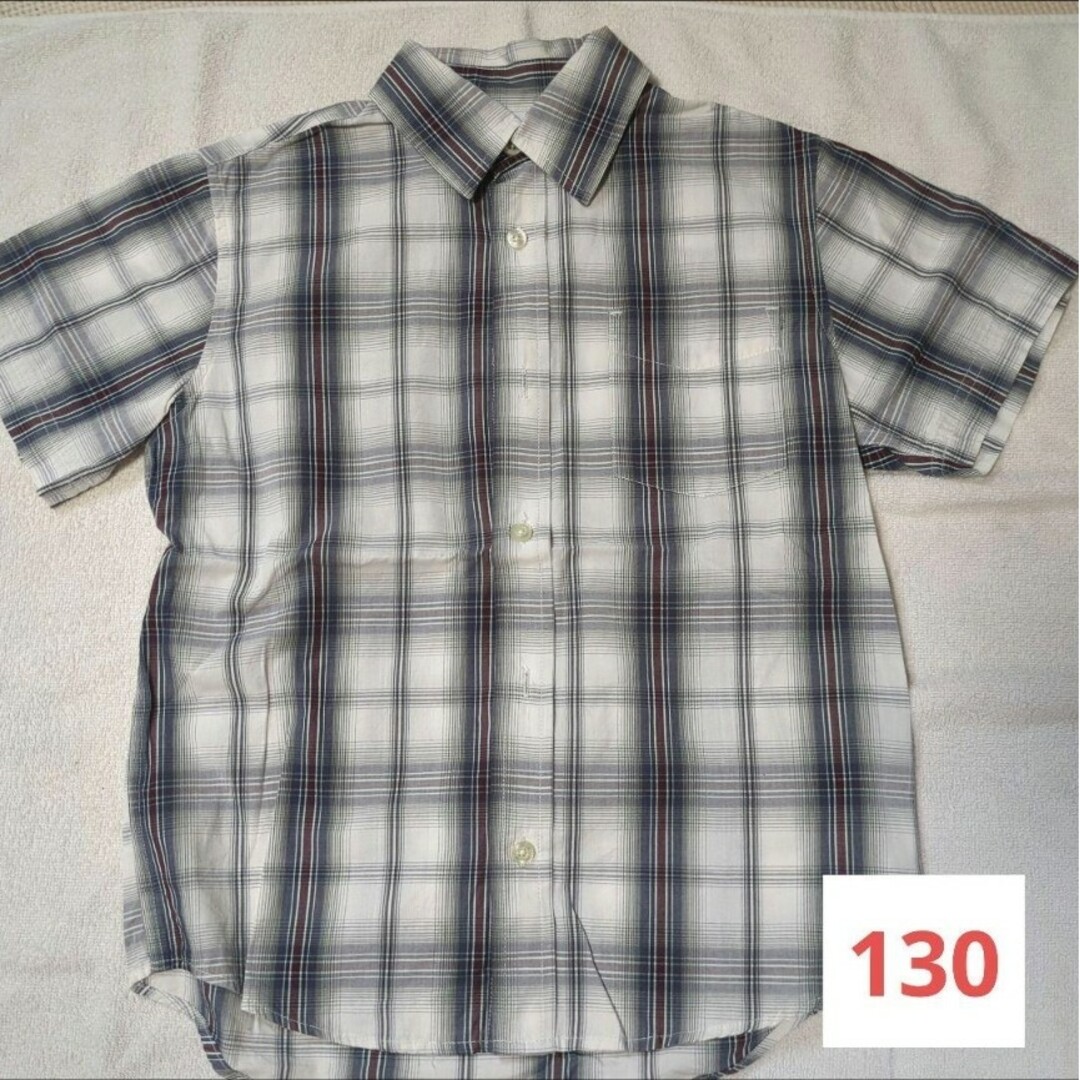 GAP Kids(ギャップキッズ)の130 GAP チェック　半袖シャツ キッズ/ベビー/マタニティのキッズ服男の子用(90cm~)(ブラウス)の商品写真