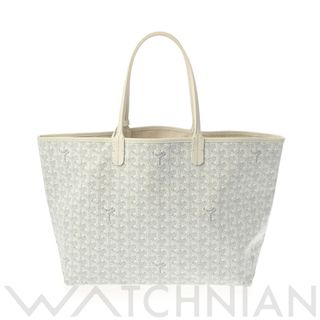 ゴヤール(GOYARD)の中古 ゴヤール GOYARD SAR020211 ユニセックス トートバッグ ヘリンボーン ホワイト /シルバー金具 PVC /カーフ(トートバッグ)