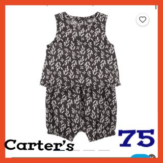 カーターズ(carter's)の【新品未使用】ロンパース75/リーフ柄/お出かけ/セットアップ/キャミ/女の子(ロンパース)