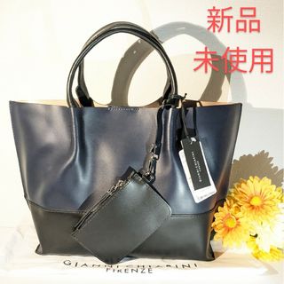 ジャンニキャリーニ(GIANNI CHIARINI)のジャンニキアリーニ トートバッグ ショルダーバッグ Ａ４収納可能 ネイビー 黒(トートバッグ)