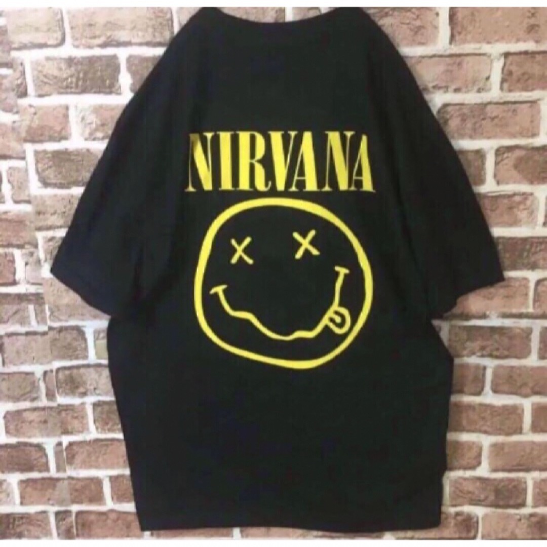 【Lサイズ】ニルヴァーナ☆デカロゴ　両面プリント　Tシャツ　ブラック メンズのトップス(Tシャツ/カットソー(半袖/袖なし))の商品写真