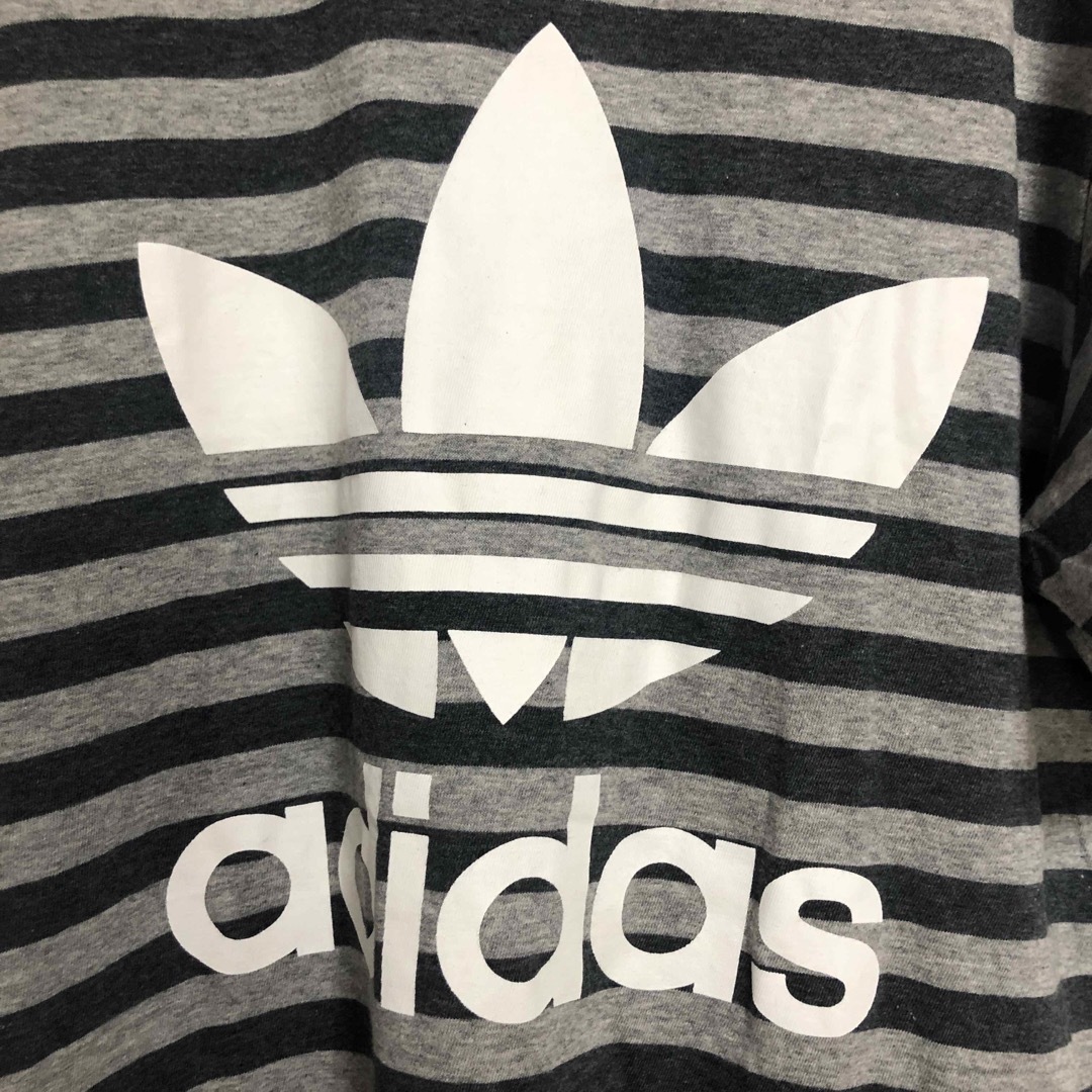 Originals（adidas）(オリジナルス)のadidas⭐️ボーダーTシャツ S トレファイルロゴ ブラック×グレー メンズのトップス(Tシャツ/カットソー(半袖/袖なし))の商品写真