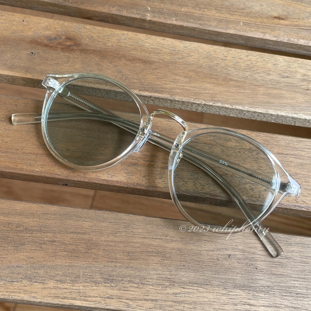 シースルーでアンニュイな目元 ボストンUVサングラス クリア ミントグリーン メンズのファッション小物(サングラス/メガネ)の商品写真