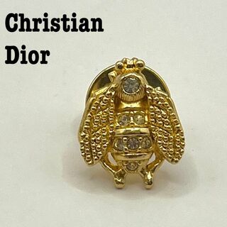クリスチャンディオール(Christian Dior)のChristian Dior ハチ　蜂　ピンバッジ　ラインストーン　ゴールド(ブローチ/コサージュ)