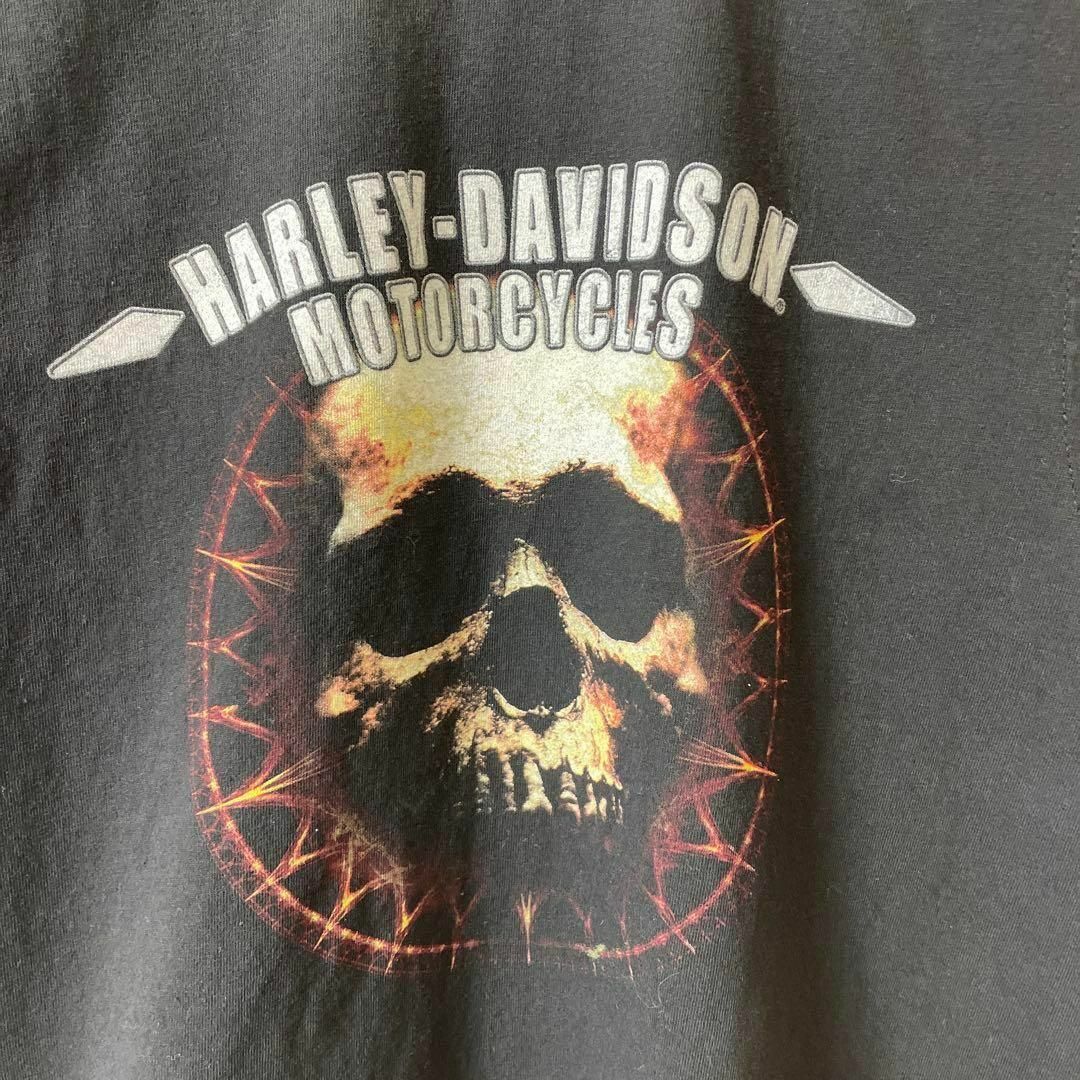 Harley Davidson(ハーレーダビッドソン)のハーレーダビッドソン　骸骨スカル　両面ロゴ　サイズＬ　バーアンドシールド　古着 メンズのトップス(タンクトップ)の商品写真