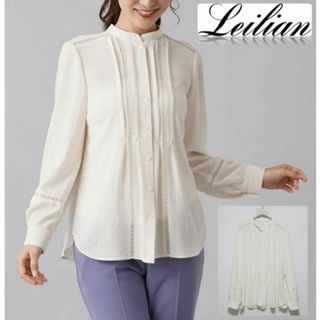 leilian - 新品【Leilian レリアン】抜け感レース切替 バンドカラーブラウス 13+