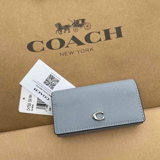 コーチ(COACH)のキーホルダー　キーケース　キーリング　グレーブルー(キーケース)